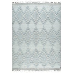 6x9 Ivory Hand-Knotted Wool Diamond Weave Geometric Modern Carpet Rug