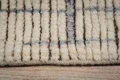 6x9 Ivory Hand-Knotted Wool Linear Motifs Tribal Modern Carpet Rug