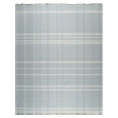 6x9 Ivory Hand-Knotted Wool Subtle Plaid Weave Geometric Modern Carpet Rug