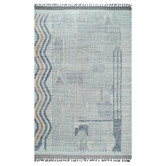 Tappeto Tribale Moderno 6x9 Avorio Annodato a Mano in Lana con Paesaggio Urbano