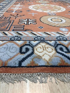 6x9 Jade Traditional Coral Geometric Medallion Hand Knotted Wool Carpet Rug