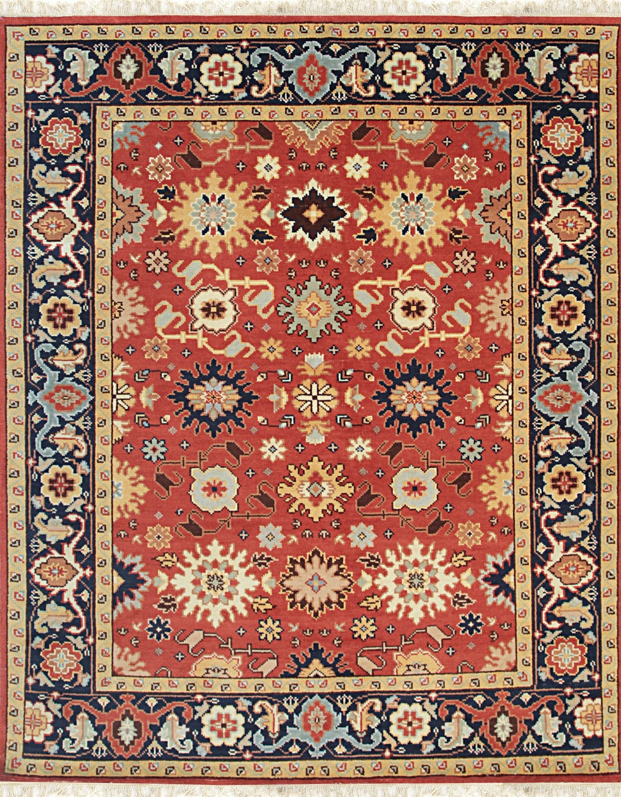 6x9 Kira Zinnia Coral Geometric Modern Hand Knotted Wool Carpet Rug