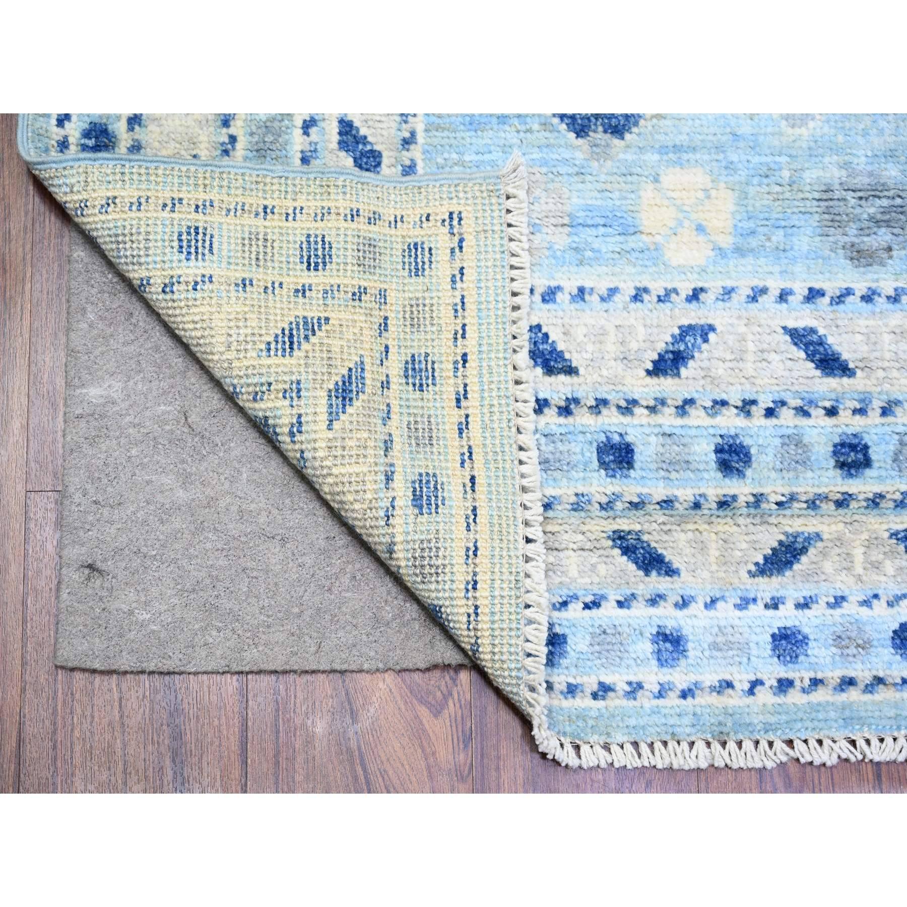 6'x9' Azul Claro, Lana, Alfombra Anudada a Mano Inspirada en los Pueblos de Anatolia Tribal en venta