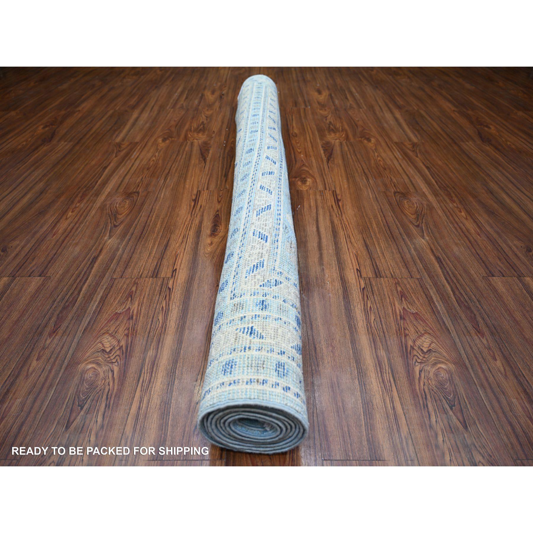 6'x9' Azul Claro, Lana, Alfombra Anudada a Mano Inspirada en los Pueblos de Anatolia Anudado a mano en venta