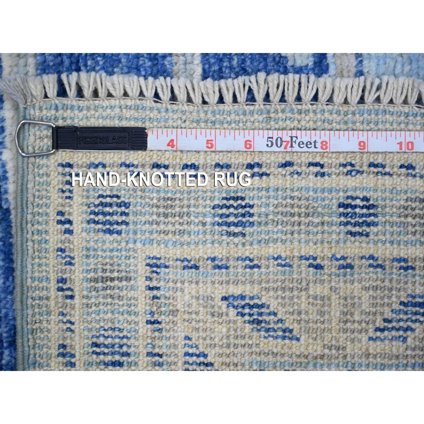 6'x9' Azul Claro, Lana, Alfombra Anudada a Mano Inspirada en los Pueblos de Anatolia Siglo XXI y contemporáneo en venta