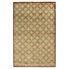 6x9 Louie Vibrant Brown Transitional Geometric Hand Knotted Wool Carpet Rug