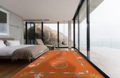 6x9 Maya Kilim Coral Traditional Geometric Medallion Flatweave Wool Carpet Rug