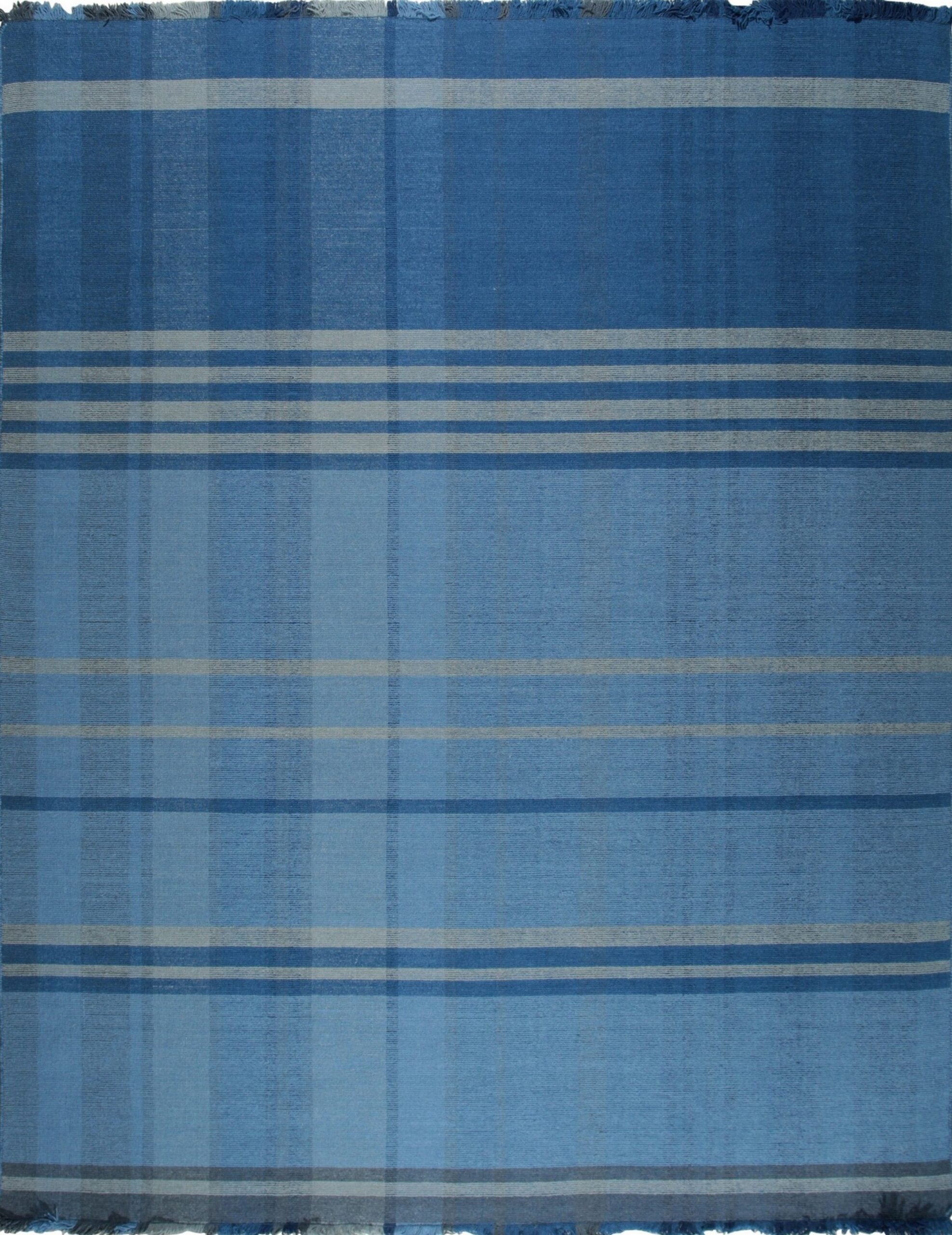 6x9 Maya Opulent Blue Kilim Geometric Plaid Modern Flatweave Wool Carpet Rug