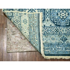 6'x9' Misty Gray Vegetable Dyes Wool Hand Knotted Afghan Super Kazak Rug