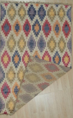 6x9 Multicolor Hand-Knotted Wool Bamboo Silk Stylized Floral Tribal Carpet Rug