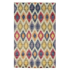 6x9 Multicolor Hand-Knotted Wool Bamboo Silk Stylized Floral Tribal Carpet Rug