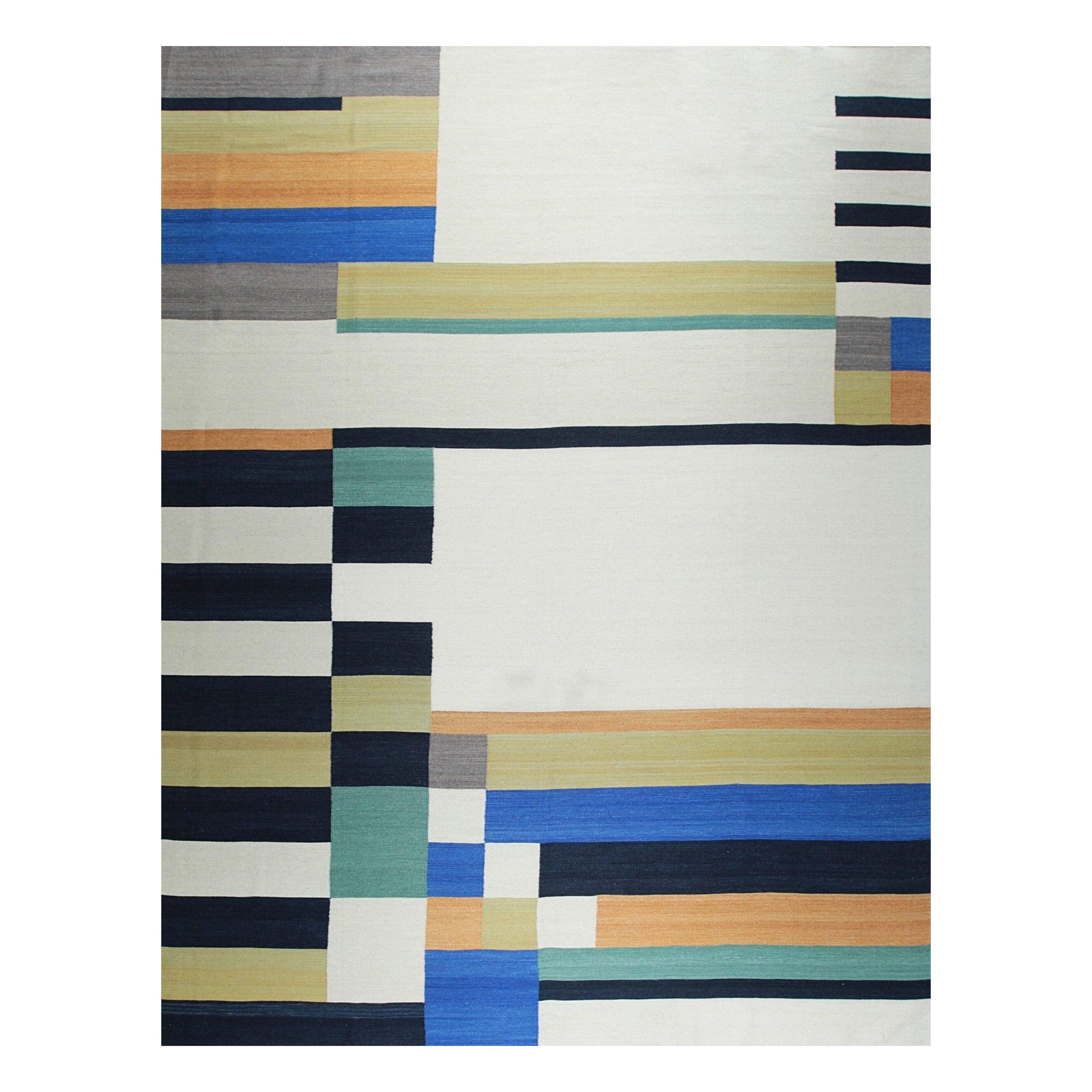 6x9 Multicolor Hand-Knotted Wool Deconstructed Geometry Geometric Carpet Rug