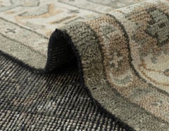 6x9 Muted Sage and Ivory Vintage Turkish Oushak Handwoven Wool Rug ( G-14699 )