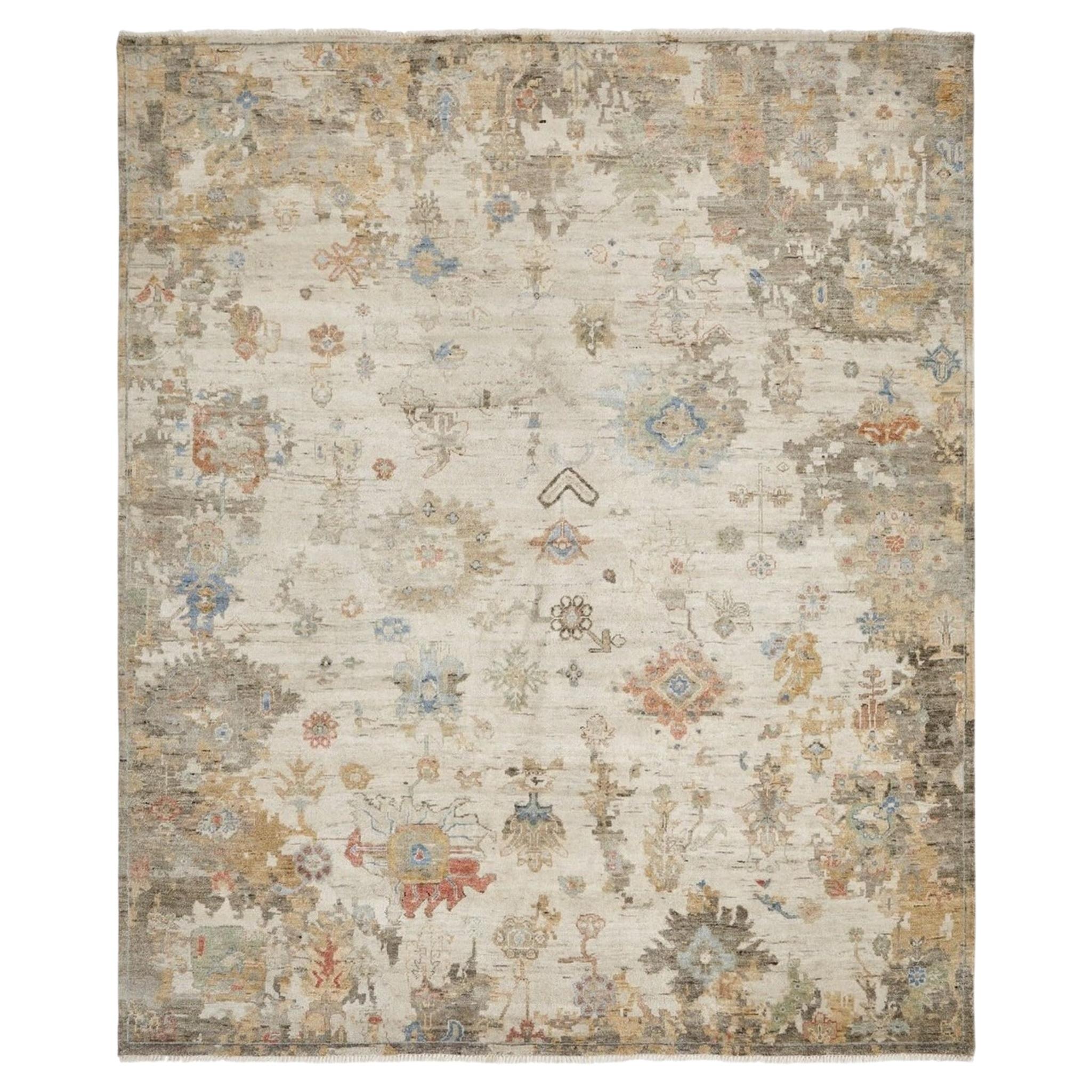 6'x9' Myra Hand-Knotted Wool Transitional Luxury Area Rug For Sale