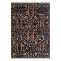 6x9 Navy Cypress Tree Of Persian Hand Knotted Wool Rug ( JC-11147 )