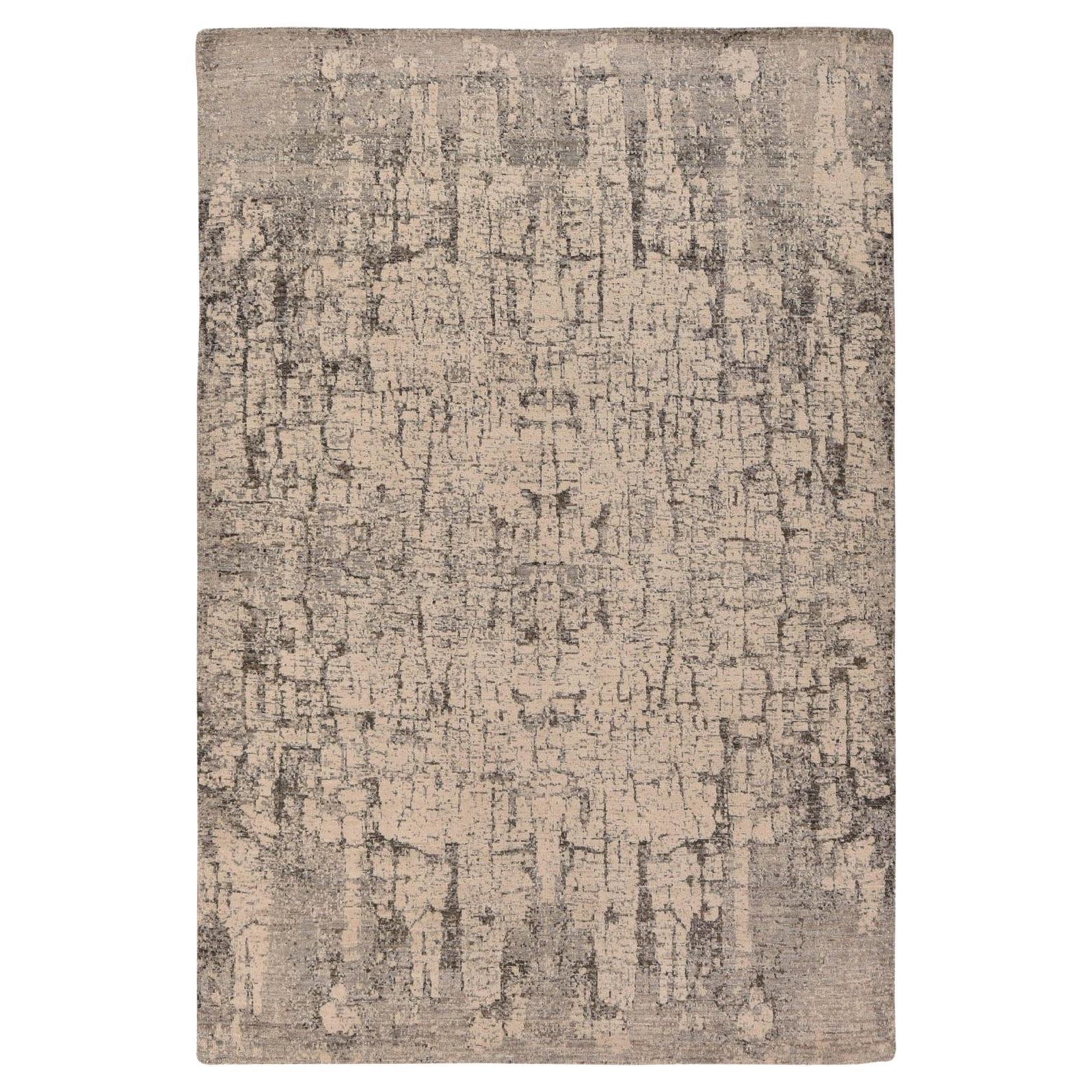 6'x9' Oyster Gray Fossil Design Weich im Griff 100% Wolle Handgeknüpft Teppich