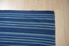 6x9 Para Penelope Blue Kilim Stripe Geometric Flatweave Wool Carpet Rug