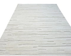 6x9 Para Vibrant White Geometric Modern Hand Knotted Wool Carpet Rug