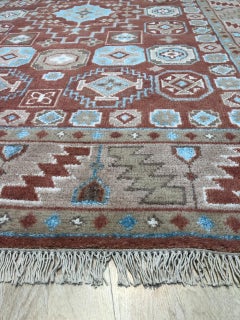 6x9 Penelope Traditional Coral Geometric Medallion Hand Knotted Wool Carpet Rug