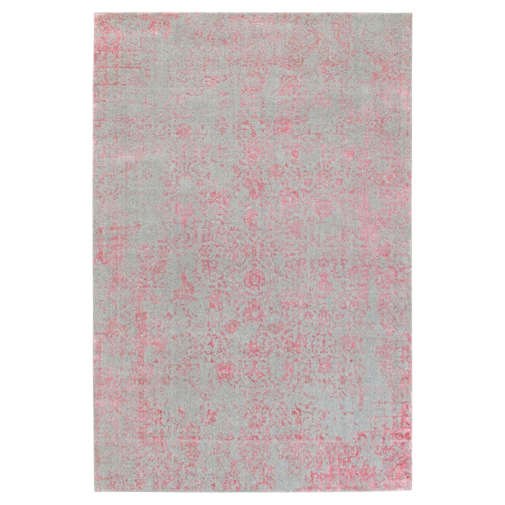 6
x9
 Pink Wool and Art Silk Transitional Design Hand Loomed Jacquard Rug