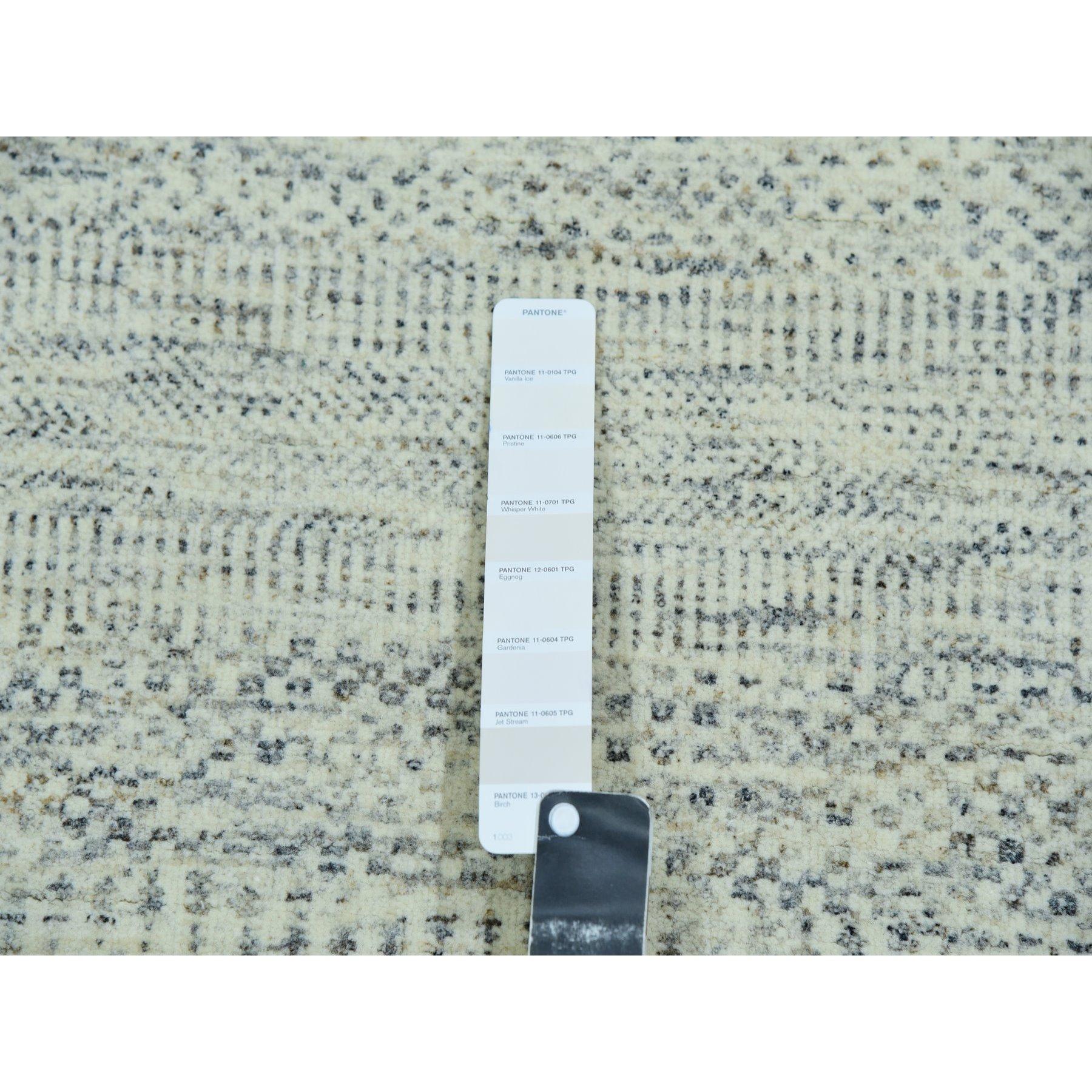 XXIe siècle et contemporain Tapis d'Orient en laine nouée à la main 6'x9' Polar Bear White Modern Grass Design en vente