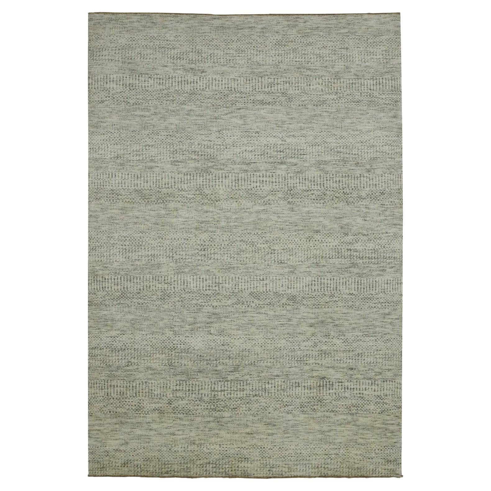 6'x9' Eisbär Weiß Modern Gras Design Handgeknüpft Wolle Orientteppich