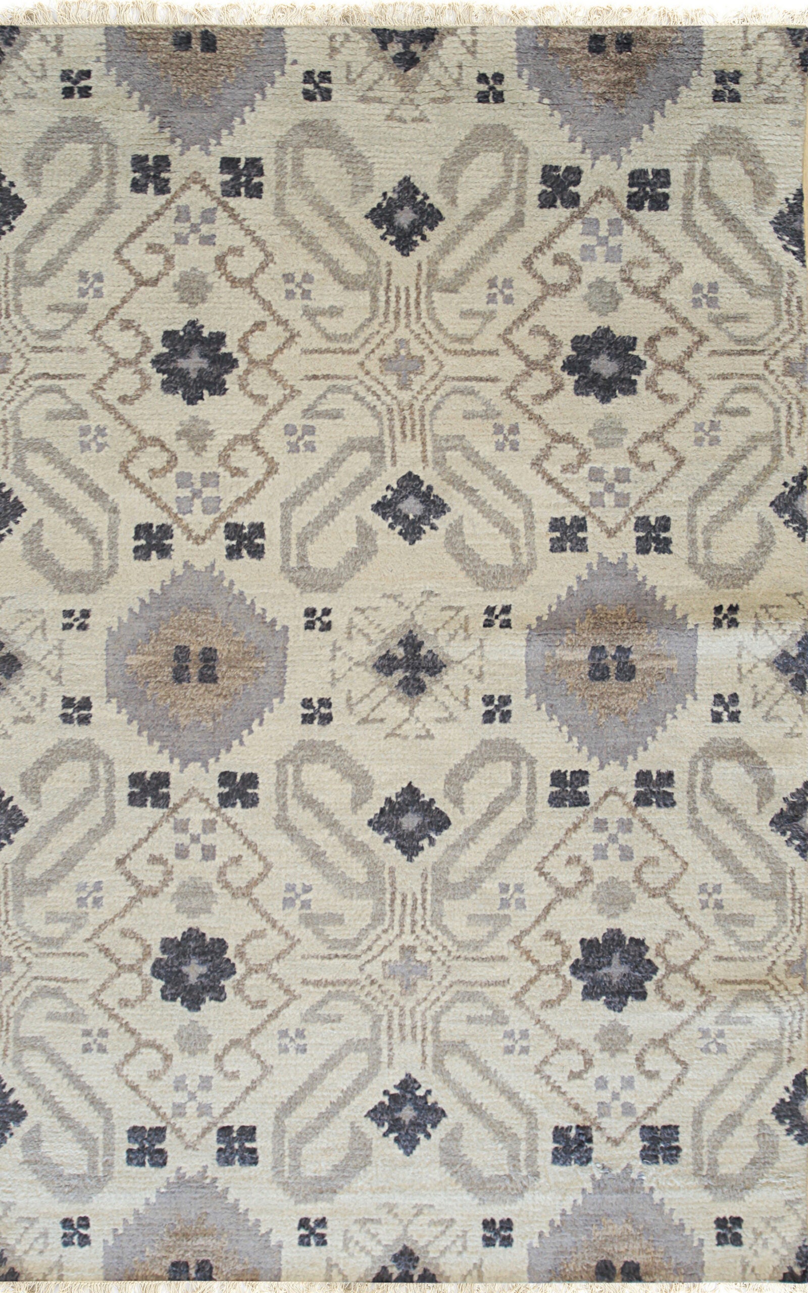 6x9 Quinn Oushak Gray Large Scale Geometric Modern Hand Knotted Wool Carpet Rug For Sale
