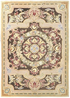 6x9 Rare Vintage French Empire Tapestry Needlepoint Rug 185cm x 282cm