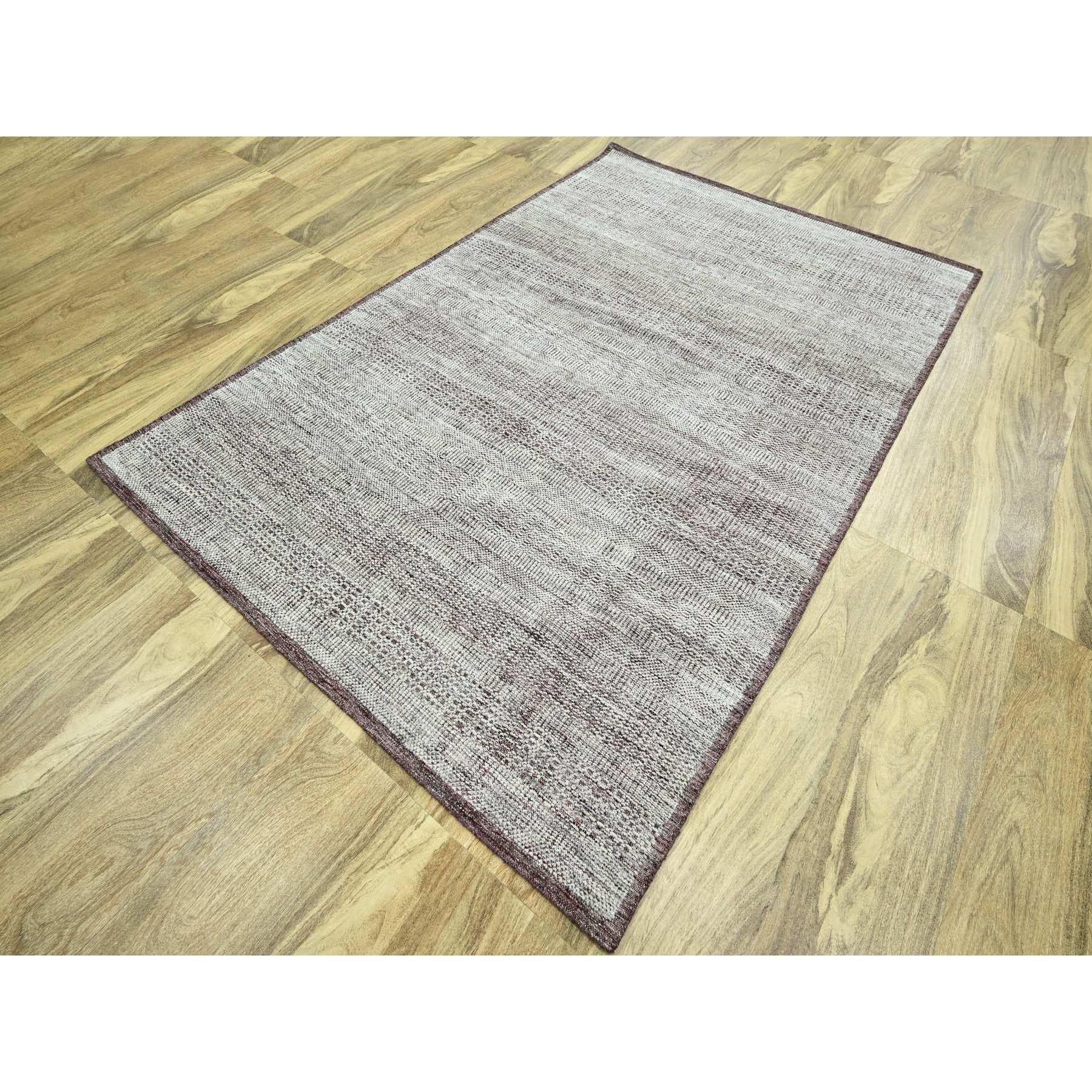 6'x9' Roter & weißer handgeknüpfter orientalischer Teppich aus reiner Wolle mit oxidiertem Grasdesign (Mittelalterlich) im Angebot