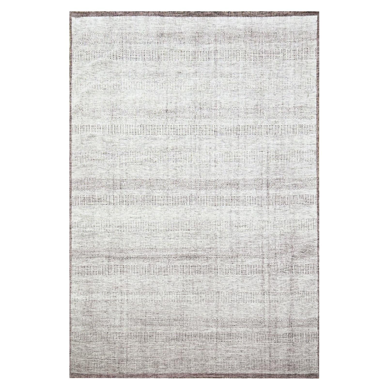 6'x9' Red & White Oxidized Grass Design Hand Knotted Pure Wool Oriental Rug
