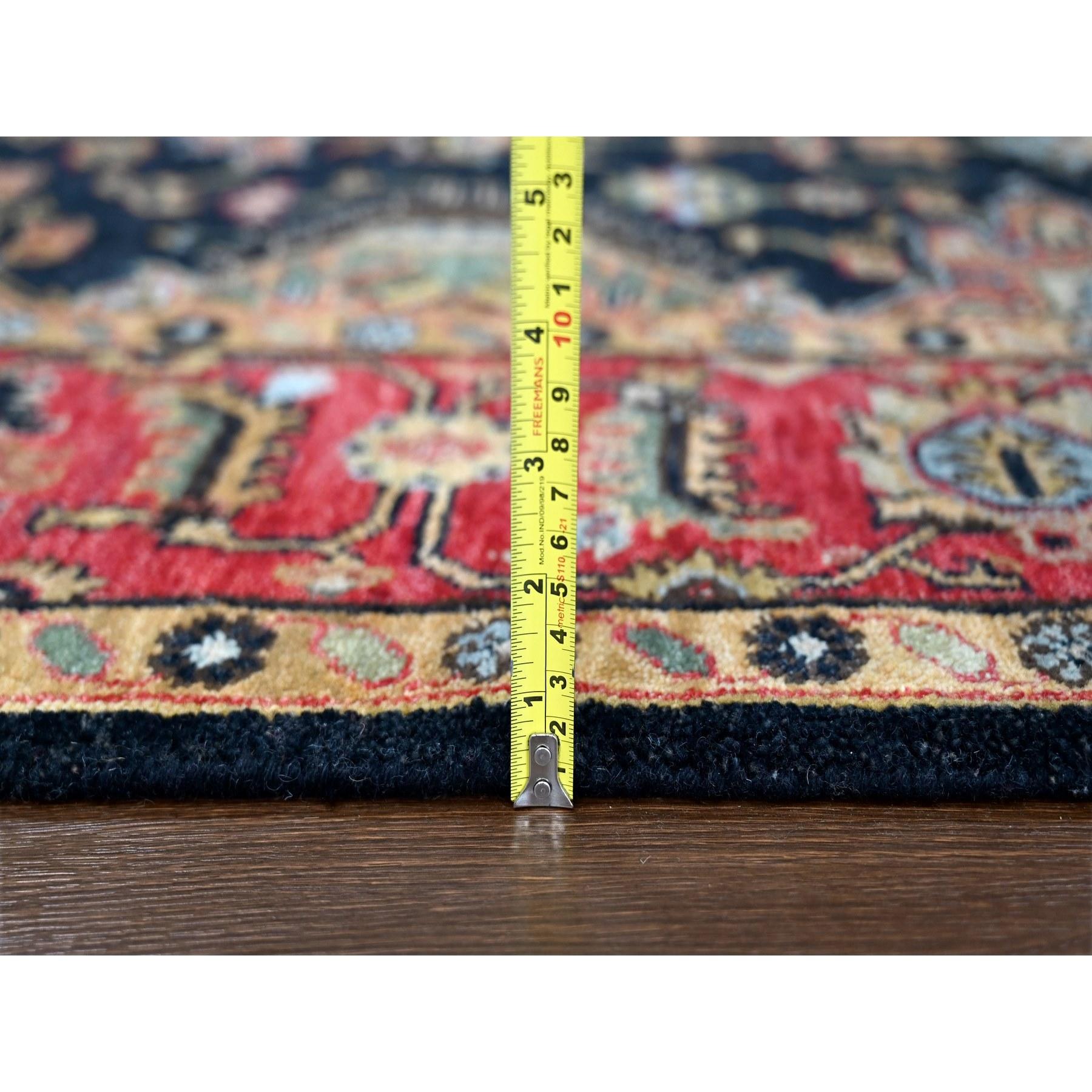 6'x9' Retro Black Hand Knotted Karjihooz Design Natural Wool Oriental Rug In New Condition For Sale In Carlstadt, NJ