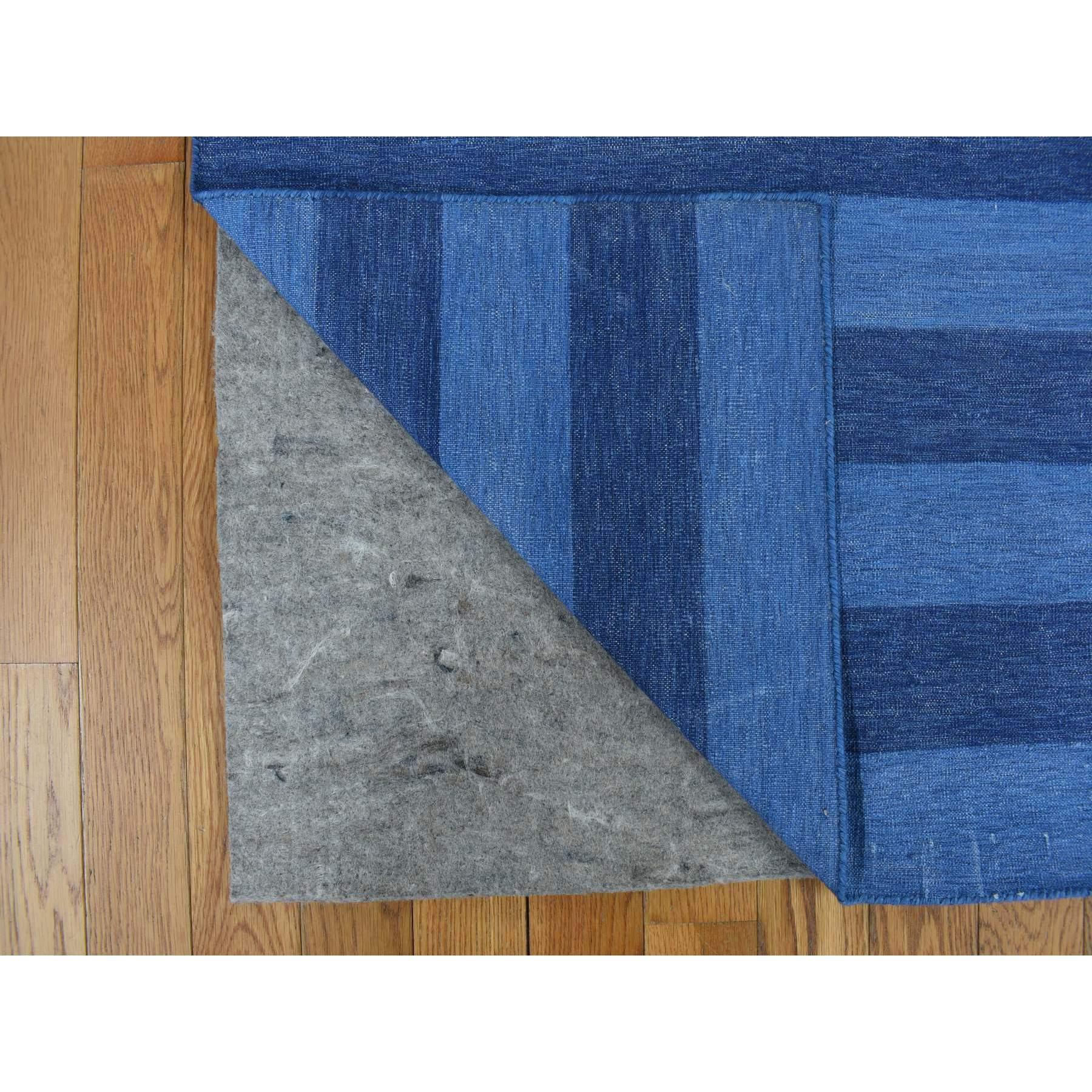 Indiano Tappeto blu scuro in puro cotone Durie Kilim a trama piatta tessuto a mano 6'x9 in vendita