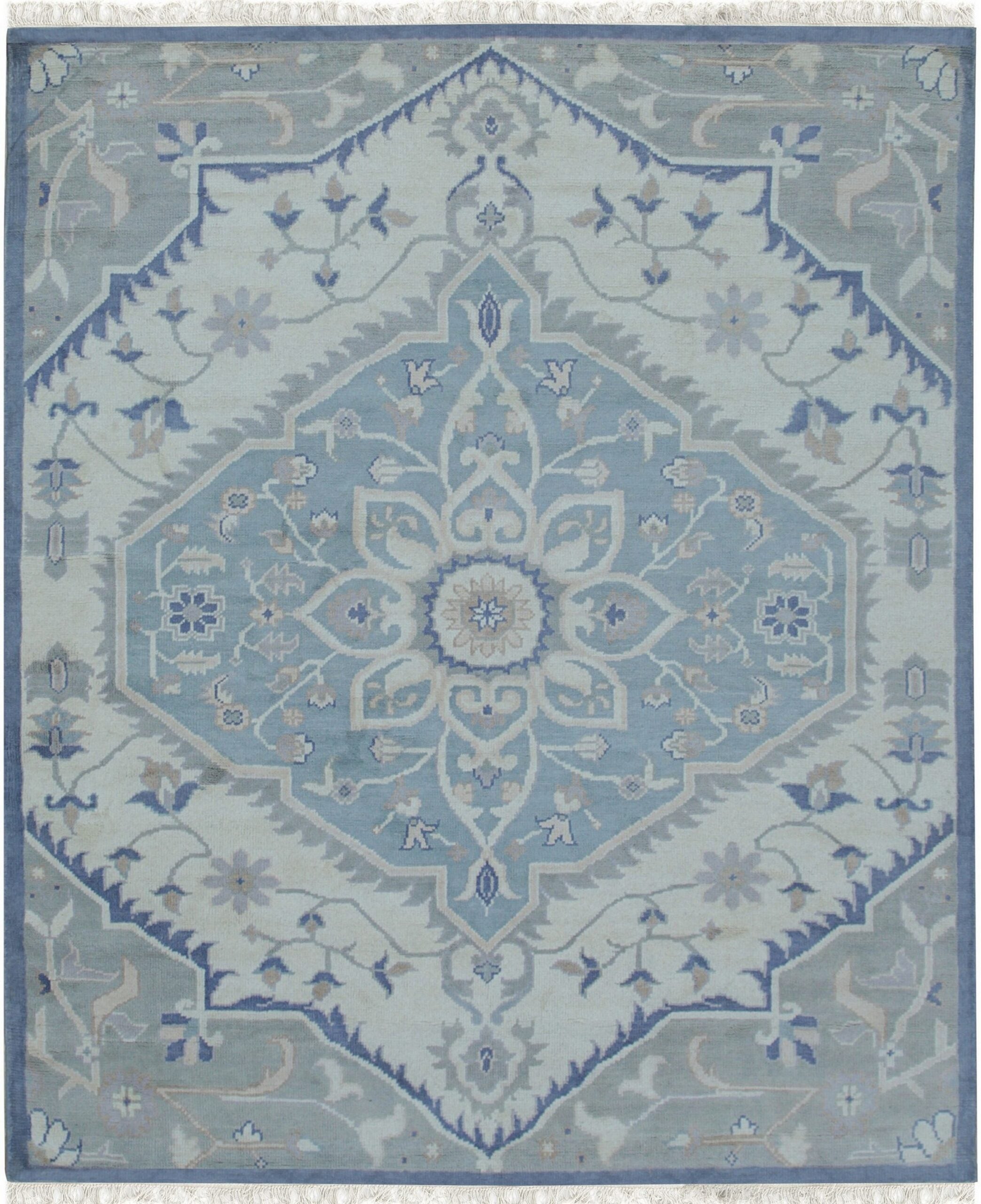 6x9 Soft Color Persian Heriz Tribal Design Stylish Trendy Hand Knotted Wool Rug For Sale