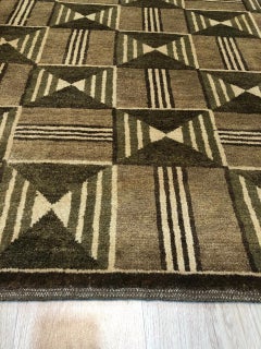 6x9 Sumptuous Giselle Brown Traditional Geometric Hand Knotted Wool Carpet Rug