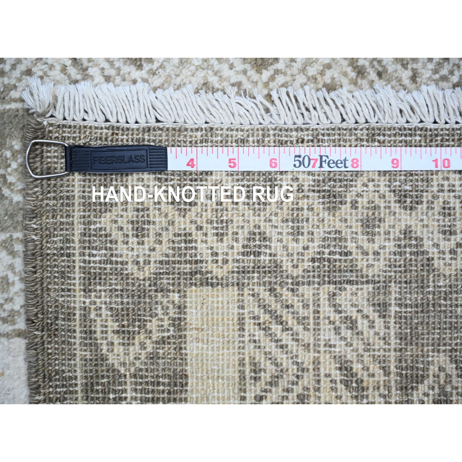 Contemporary 6'x9' Taupe Brown Wool Hand Knotted Finer Peshawar Oriental Rug For Sale