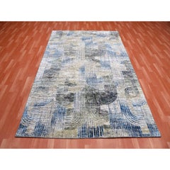 6'x9' THE INTERTWINED PASSAGE Hand Knotted Silk Textured Wool Oriental Rug