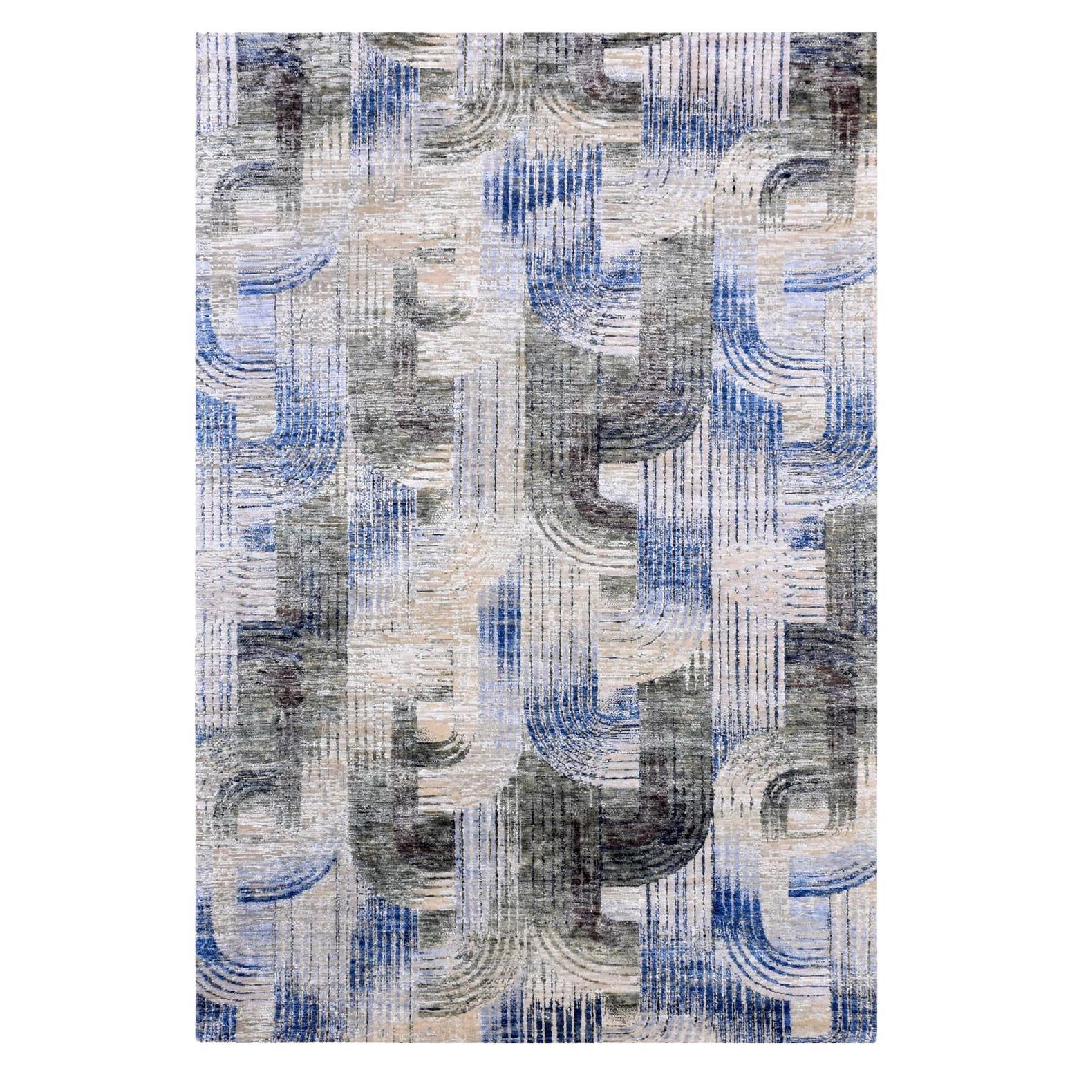 alfombra oriental de lana texturizada anudada a mano 6'x9' THE INTERTWINED PASSAGE