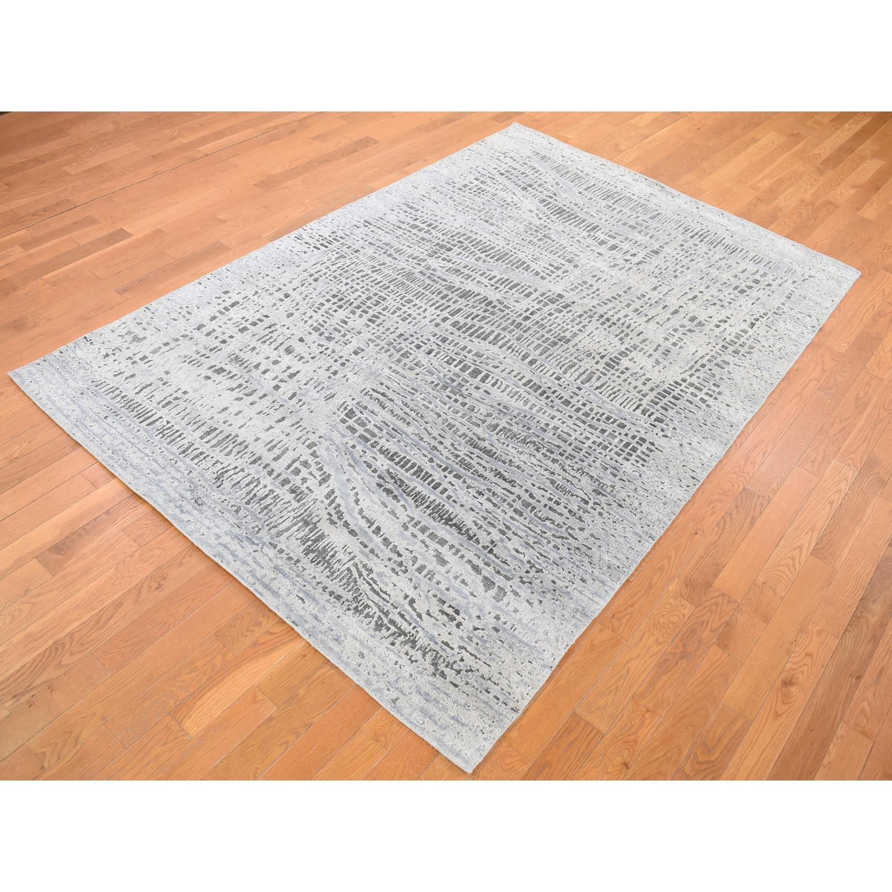 6'x9' THE LOST BRANCHES, Seide mit strukturierter Wolle, handgeknüpfter orientalischer Teppich (Moderne) im Angebot