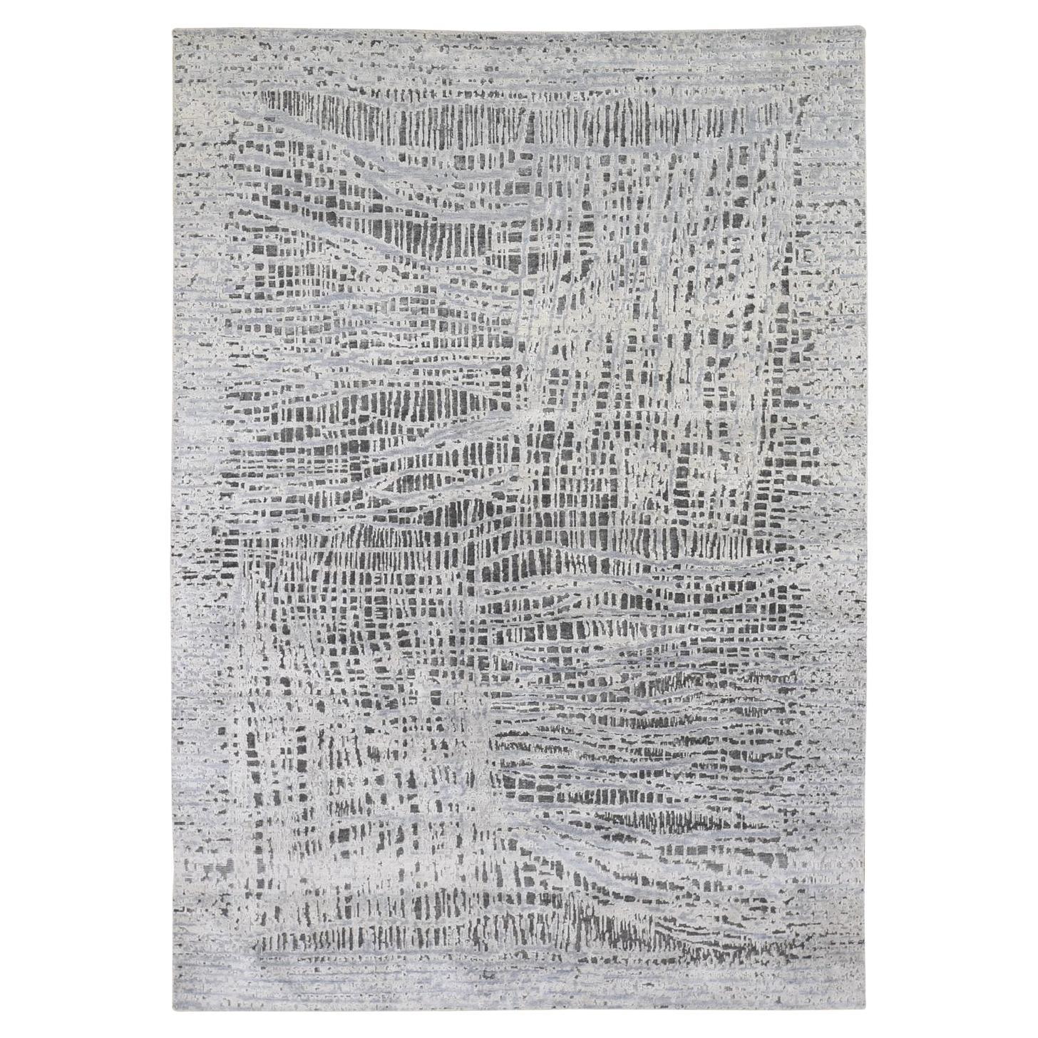 6'x9' THE LOST BRANCHES, Tappeto orientale annodato a mano, in seta e lana strutturata