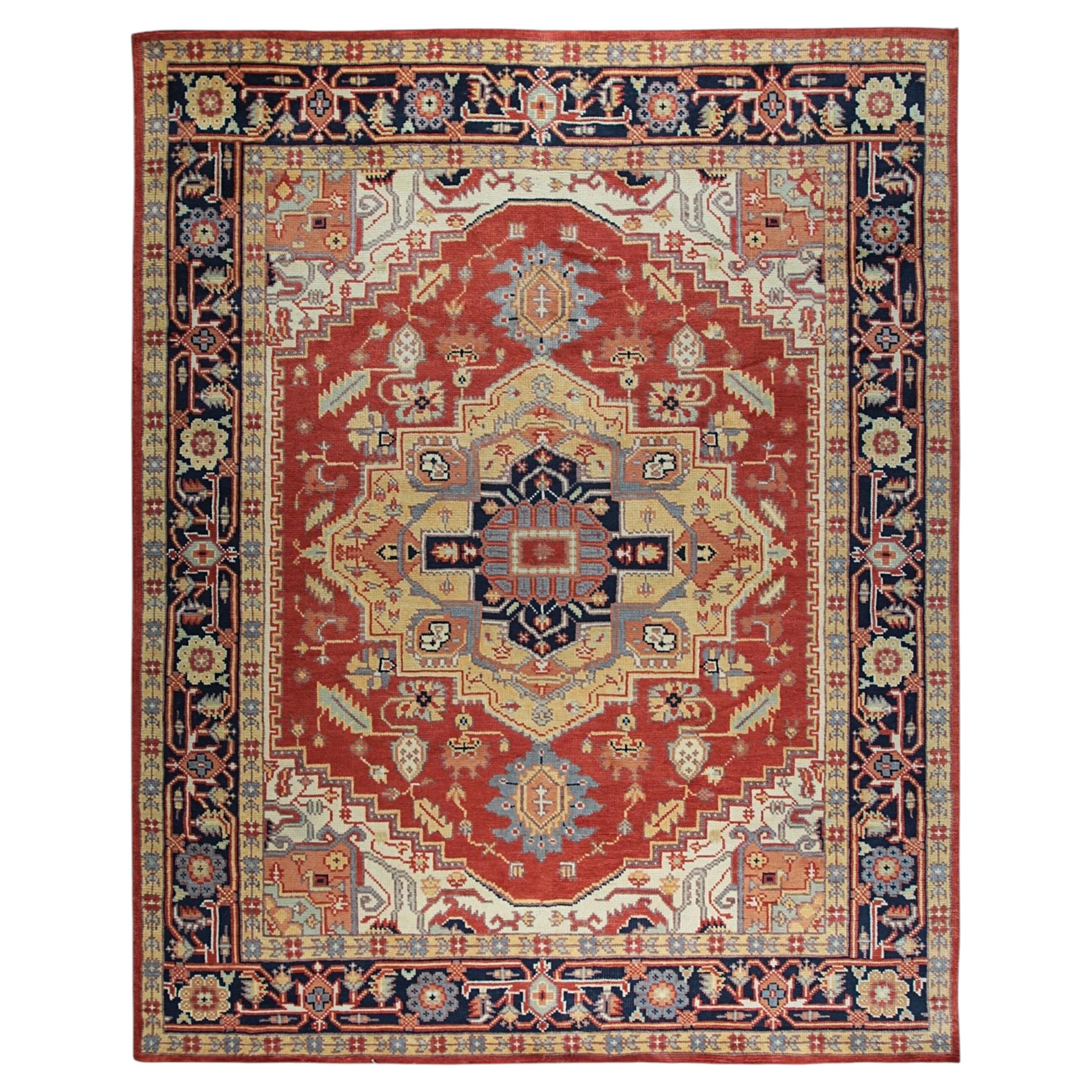 6x9 Traditional Coral Geometric Medallion Hand Knotted Wool Carpet Rug