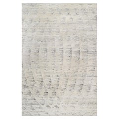 6'x9' ungefärbte natürliche Wolle Elfenbein Ton in Ton handgeknüpfter Orientteppich
