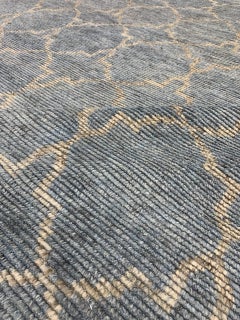 6x9 Versatile Agra Blue Allover Trellis Geometric Modern Hand Knotted Wool Rugs