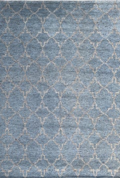 6x9 Versatile Agra Blue Allover Trellis Geometric Modern Hand Knotted Wool Rugs