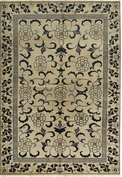 6x9 Willow Lydia Gold Classic Floral Medallion Hand Knotted Wool Carpet Rug