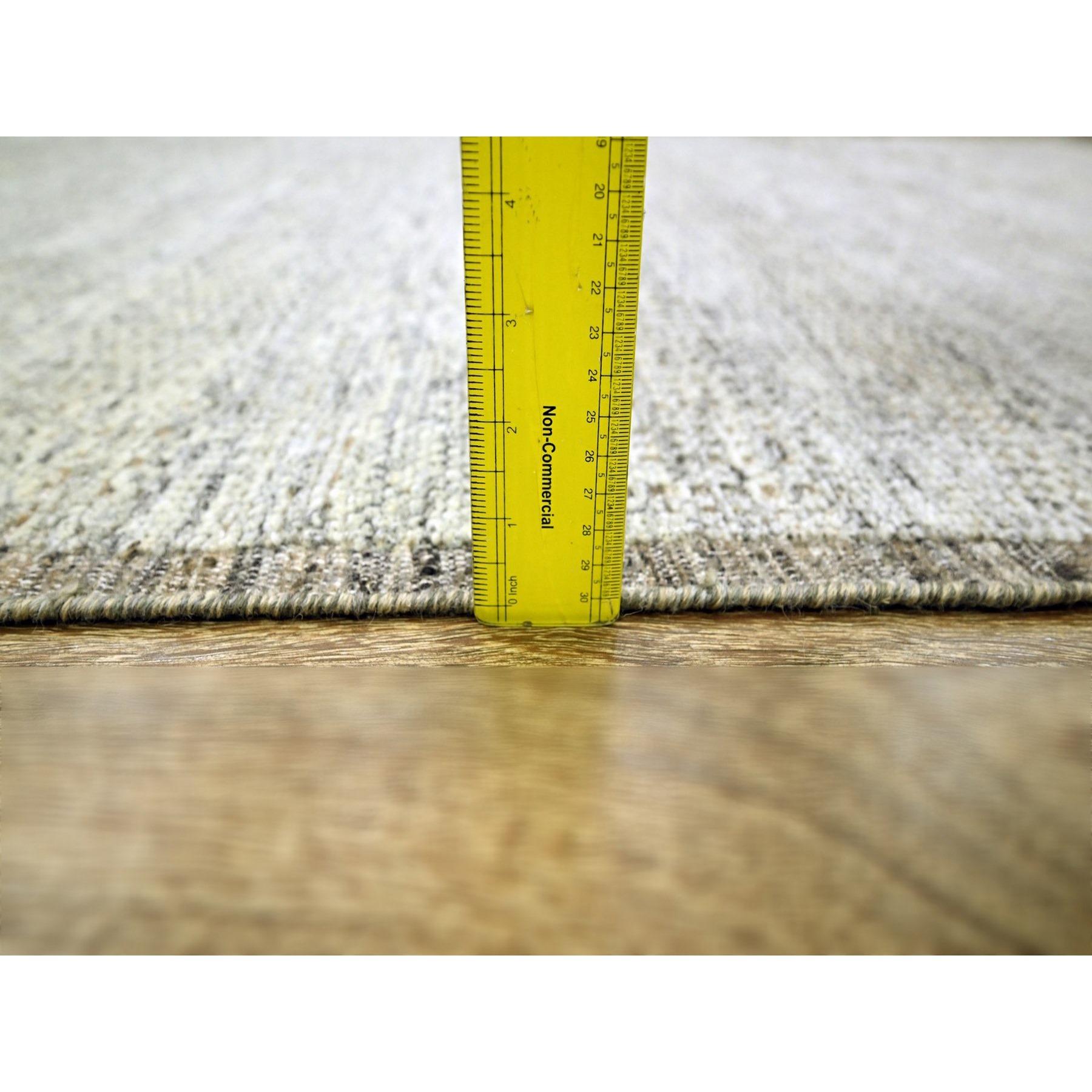 6'x9' Wood Brown Hand Knotted Distressed & Oxidized Grass Design Wollteppich im Angebot 2