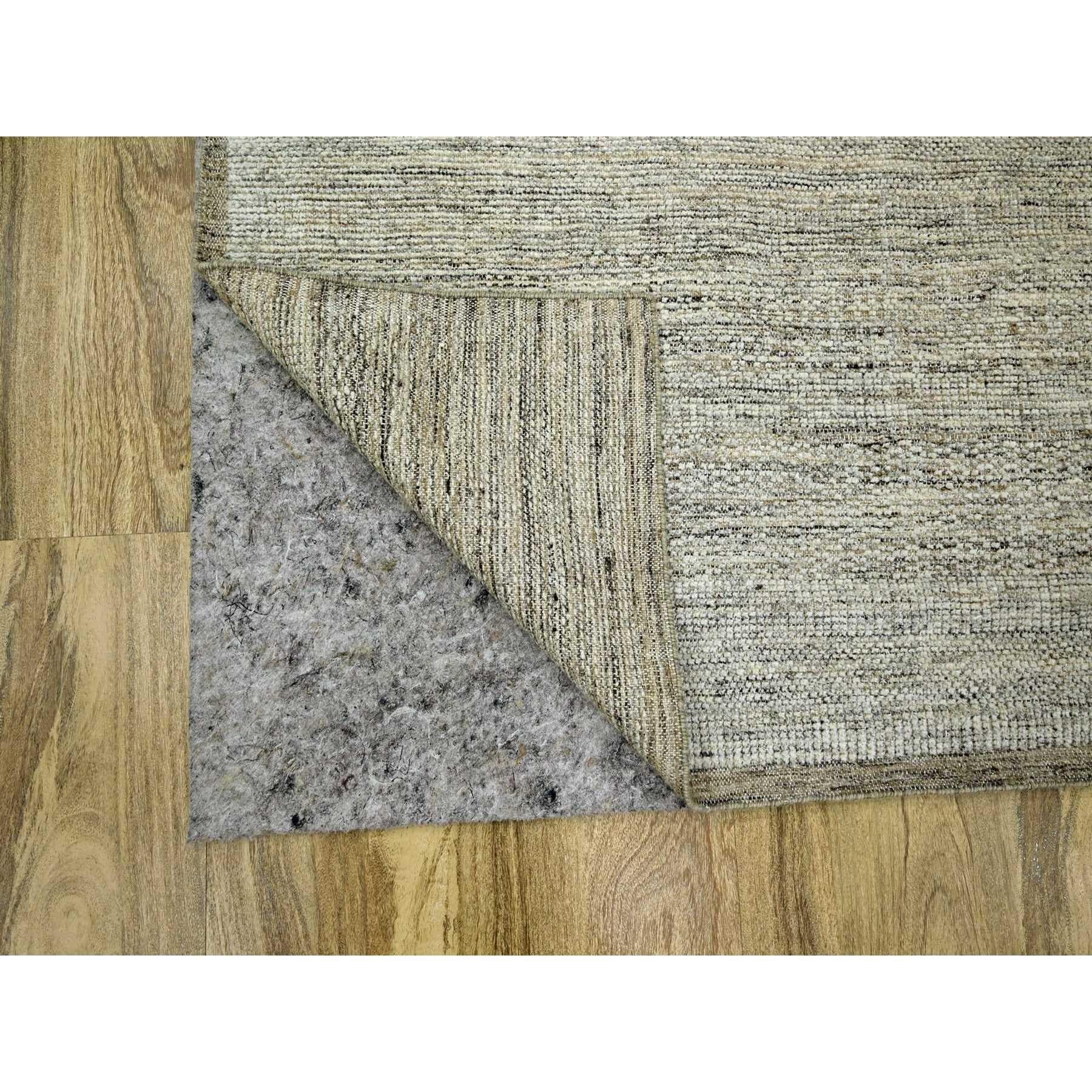 6'x9' Wood Brown Hand Knotted Distressed & Oxidized Grass Design Wollteppich (Indisch) im Angebot