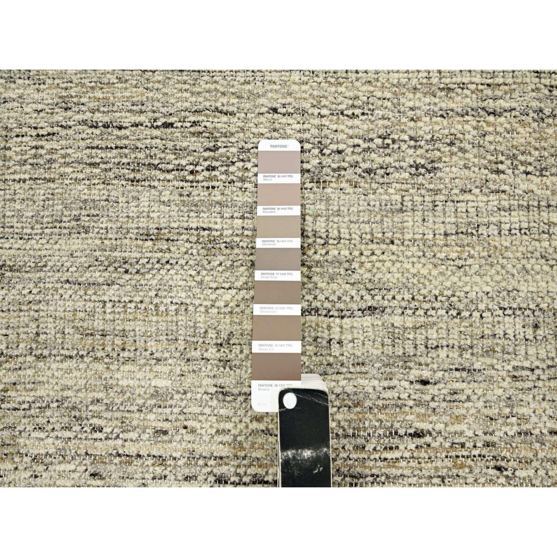 6'x9' Wood Brown Hand Knotted Distressed & Oxidized Grass Design Wollteppich (21. Jahrhundert und zeitgenössisch) im Angebot
