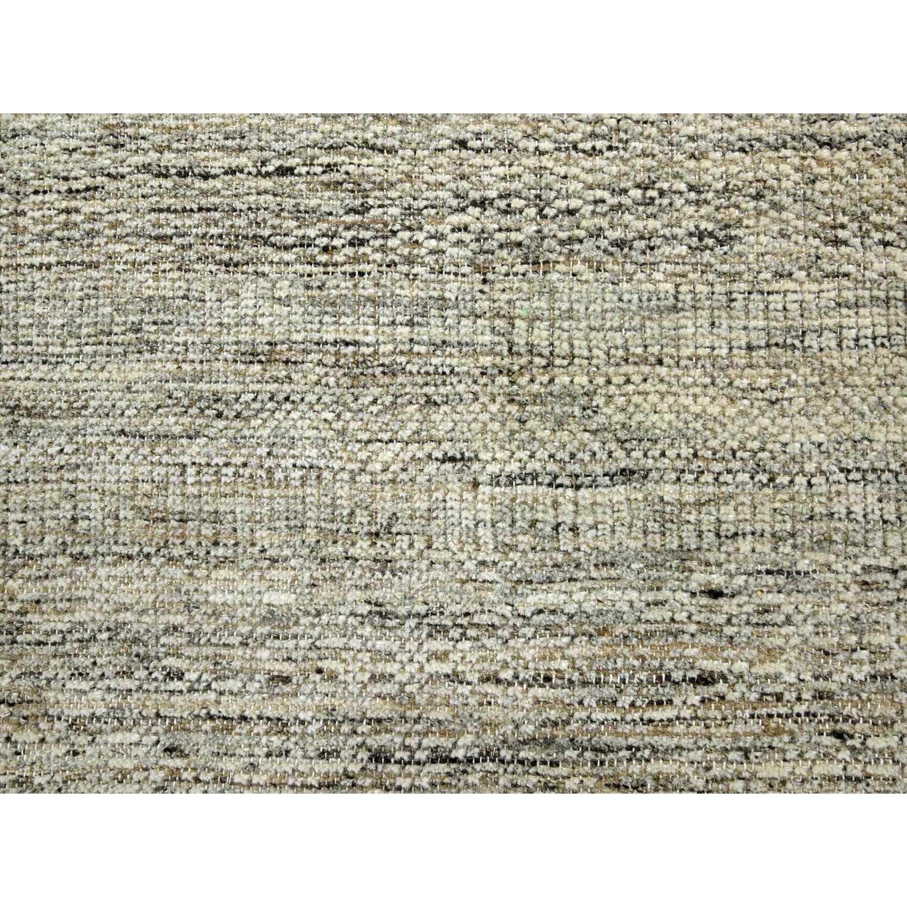 6'x9' Wood Brown Hand Knotted Distressed & Oxidized Grass Design Wollteppich (Wolle) im Angebot