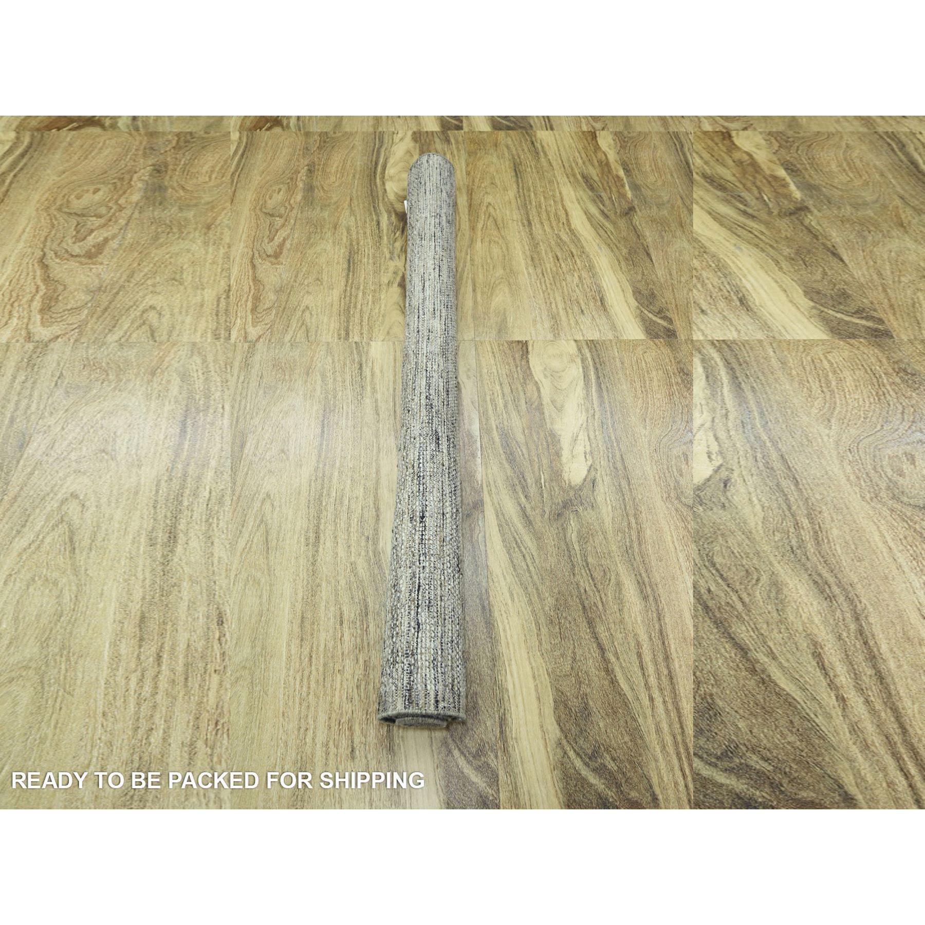 6'x9' Wood Brown Hand Knotted Distressed & Oxidized Grass Design Wollteppich im Angebot 1