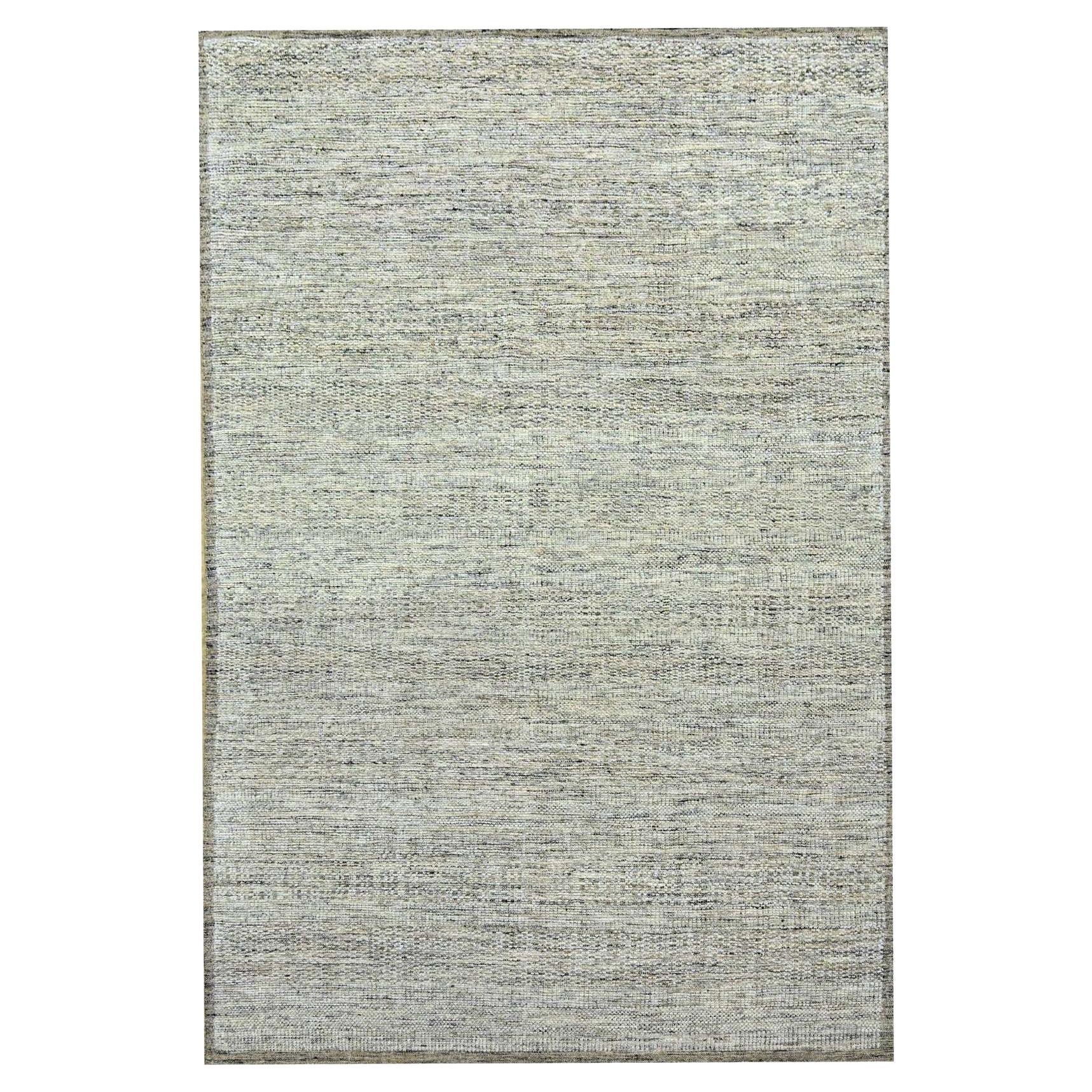 Wood Rugs marrone 6'x9' annodato a mano, con disegno dell'erba ossidata e affilata.